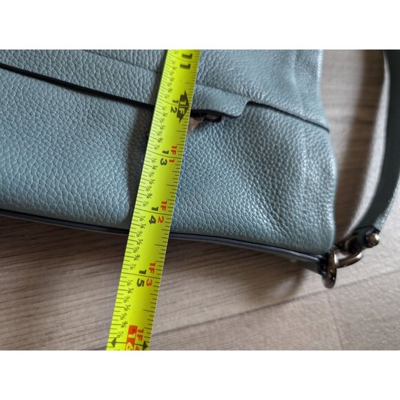 Coach Light Blue Leather Shoulder Bag With Zip Closure & Logo Detail - Picture 12 of 13